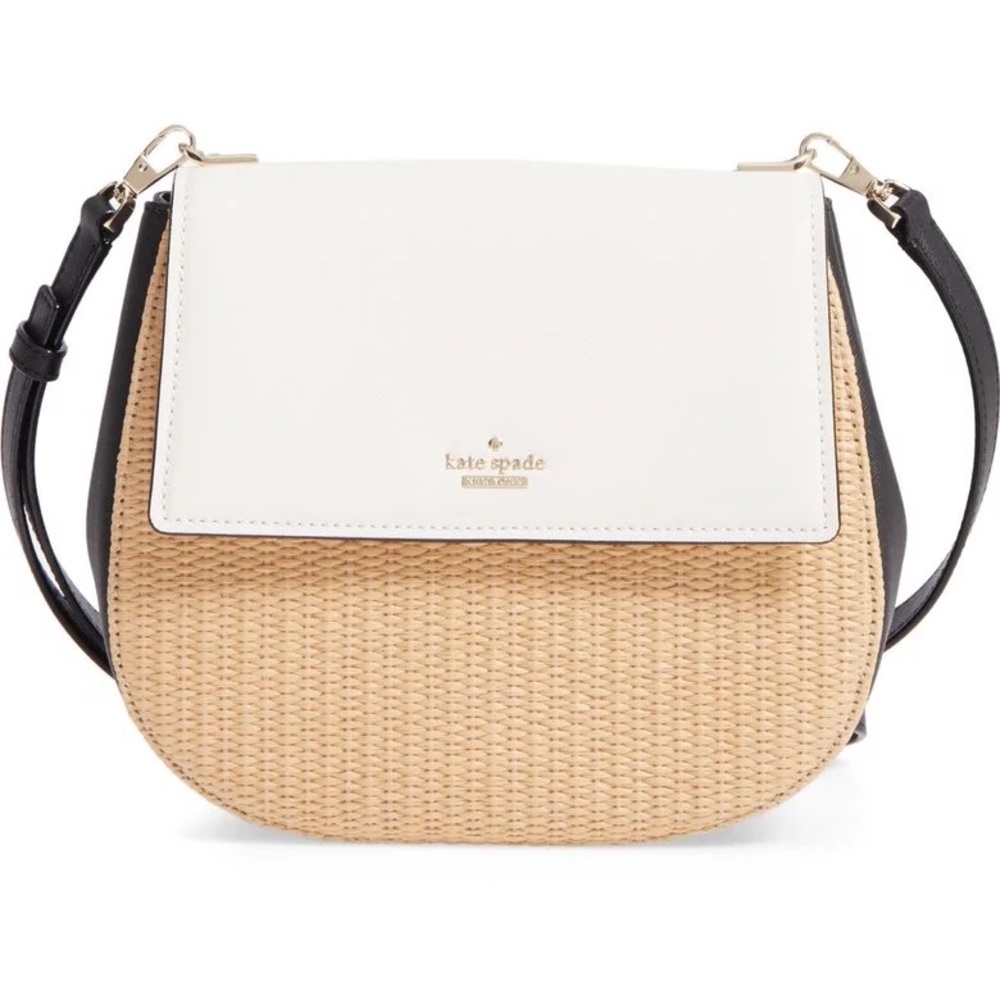 Kate Spade Cameron Street Straw Byrdie Leather Woven Adjustable Crossbody Purse